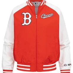 Champion Damen MLB College Zip-Jacke M. Boston Red Sox Patch 2-Pockets Rot Weiss