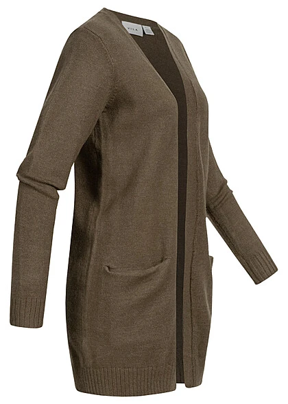 VILA Damen NOOS Midi Cardigan Offener Schnitt 2-Pockets Crocodile Braun 4 VILA Damen NOOS Midi Cardigan Offener Schnitt 2-Pockets Crocodile Braun – Bild 2