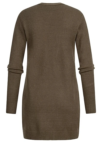 VILA Damen NOOS Midi Cardigan Offener Schnitt 2-Pockets Crocodile Braun 5 VILA Damen NOOS Midi Cardigan Offener Schnitt 2-Pockets Crocodile Braun – Bild 3