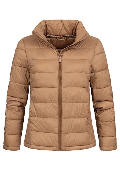 VILA Damen Steppjacke Mit 2 Taschen Und Stehkragen Toasted Coconut Braun 3 VILA Damen Steppjacke Mit 2 Taschen Und Stehkragen Toasted Coconut Braun