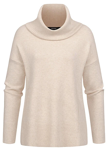 Vero Moda Damen NOOS Sweater Strickpullover Mit Rollkragen Birch Beige Melange 3 Vero Moda Damen NOOS Sweater Strickpullover Mit Rollkragen Birch Beige Melange