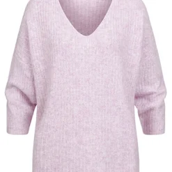 Vero Moda Damen Sweater Strickpullover Mit V-Neck Lavender Fog Lila Melange