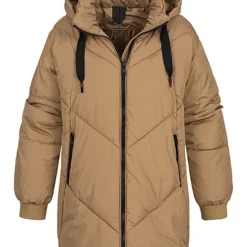 Vero Moda Damen Steppjacke Mantel Mit Kapuze Und 2-Zip- Pockets Tigers Eye Braun