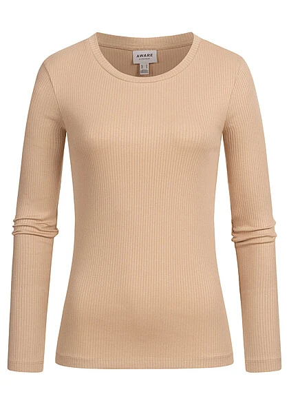 Aware By Vero Moda Damen NOOS Ribbed Longsleeve Nomad Beige 2 Aware By Vero Moda Damen NOOS Ribbed Longsleeve Nomad Beige