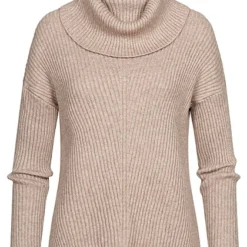 ONLY Damen Rollkragen Pullover Sweater Strukturstoff Vokuhila Mocha Meringue Braun