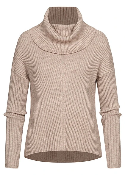 ONLY Damen Rollkragen Pullover Sweater Strukturstoff Vokuhila Mocha Meringue Braun 3 ONLY Damen Rollkragen Pullover Sweater Strukturstoff Vokuhila Mocha Meringue Braun