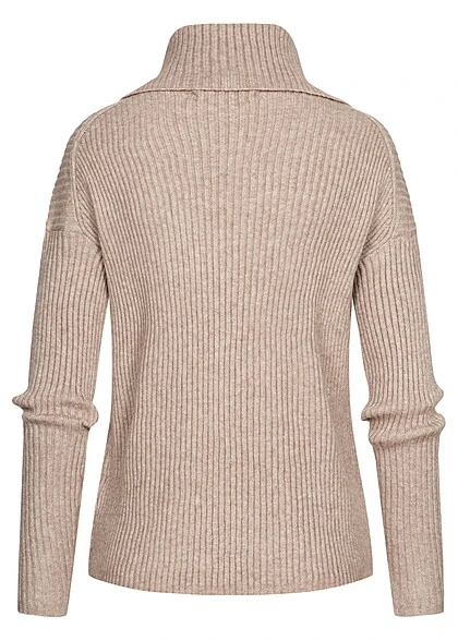 ONLY Damen Rollkragen Pullover Sweater Strukturstoff Vokuhila Mocha Meringue Braun 4 ONLY Damen Rollkragen Pullover Sweater Strukturstoff Vokuhila Mocha Meringue Braun – Bild 2