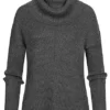 ONLY Damen Rollkragen Pullover Sweater Strukturstoff Vokuhila Dunkel Grau Melange -Vero Moda Verkaufsgeschäft 22090108