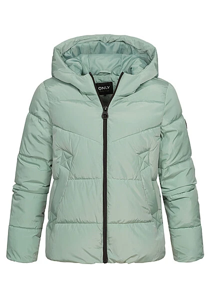 ONLY Damen Steppjacke Mit Kapuze Und 2-Pockets Blue Surf Türkis 3 ONLY Damen Steppjacke Mit Kapuze Und 2-Pockets Blue Surf Türkis
