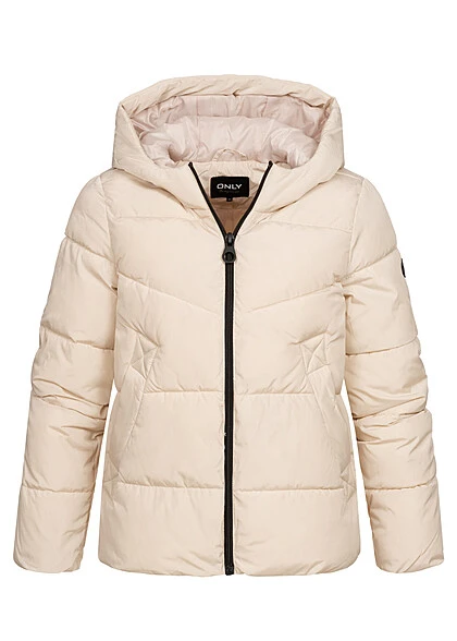 ONLY Damen Steppjacke Mit Kapuze Und 2-Pockets Pumice Stone Grau Beige 3 ONLY Damen Steppjacke Mit Kapuze Und 2-Pockets Pumice Stone Grau Beige
