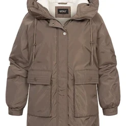 ONLY Damen Parka Jacke Mit Kapuze Und 2-Pockets Falcon Dunkel Grau