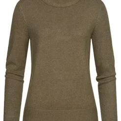 VILA Damen NOOS Sweater Pullover Mit High-Neck Crocodile Braun Melange