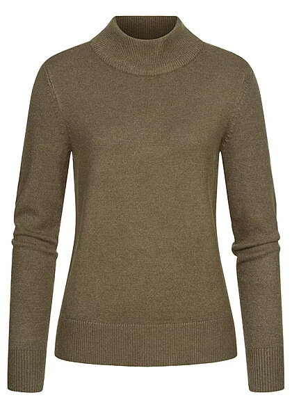 VILA Damen NOOS Sweater Pullover Mit High-Neck Crocodile Braun Melange 3 VILA Damen NOOS Sweater Pullover Mit High-Neck Crocodile Braun Melange