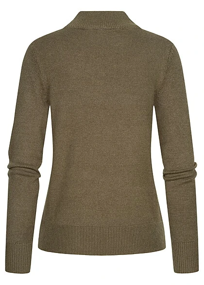 VILA Damen NOOS Sweater Pullover Mit High-Neck Crocodile Braun Melange 4 VILA Damen NOOS Sweater Pullover Mit High-Neck Crocodile Braun Melange – Bild 2