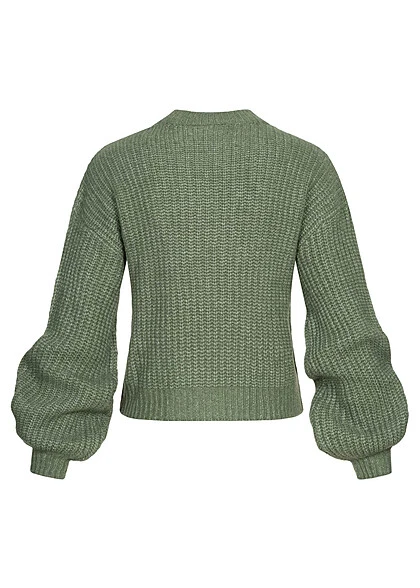 VILA Damen NOOS Crop Sweater Pullover Mit Ballonärmeln Laurel Wreath Grün 4 VILA Damen NOOS Crop Sweater Pullover Mit Ballonärmeln Laurel Wreath Grün – Bild 2