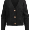 VILA Damen NOOS Cardigan Mit V-Neck Und Knopfleiste Schwarz 2 VILA Damen NOOS Cardigan Mit V-Neck Und Knopfleiste Schwarz -Vero Moda Verkaufsgeschäft 22090174