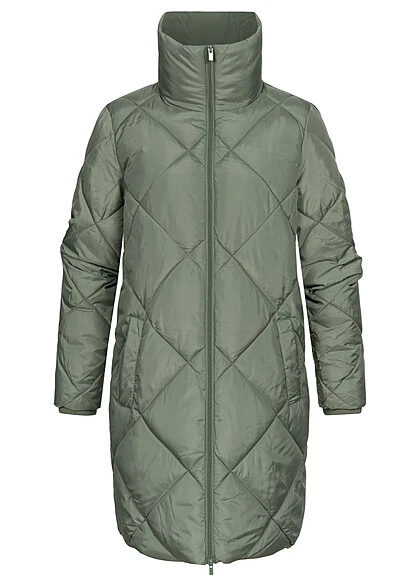 VILA Damen NOOS Steppmantel Jacke Mit High-Neck 2-Pockets Laurel Wreath Grün 4 VILA Damen NOOS Steppmantel Jacke Mit High-Neck 2-Pockets Laurel Wreath Grün – Bild 2