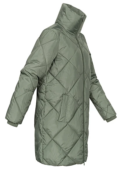 VILA Damen NOOS Steppmantel Jacke Mit High-Neck 2-Pockets Laurel Wreath Grün 5 VILA Damen NOOS Steppmantel Jacke Mit High-Neck 2-Pockets Laurel Wreath Grün – Bild 3
