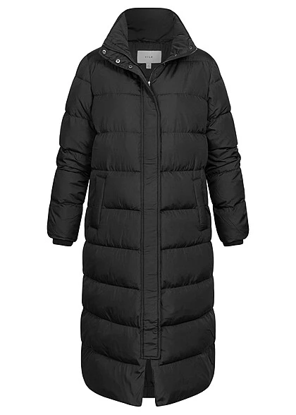 VILA Damen NOOS Steppmantel Steppjacke Mit 2-Pockets Und Stehkragen Schwarz 3 VILA Damen NOOS Steppmantel Steppjacke Mit 2-Pockets Und Stehkragen Schwarz