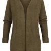 Pieces Damen NOOS Cardigan Offener Schnitt Strickjacke 2-Pockets Dark Olive Grün