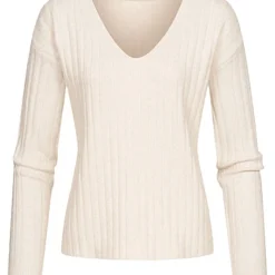 Pieces Damen NOOS Sweater Strickpullover Mit V-Neck Strukturstoff Whitecap Grau