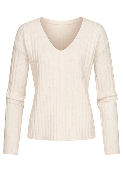 Pieces Damen NOOS Sweater Strickpullover Mit V-Neck Strukturstoff Whitecap Grau 3 Pieces Damen NOOS Sweater Strickpullover Mit V-Neck Strukturstoff Whitecap Grau