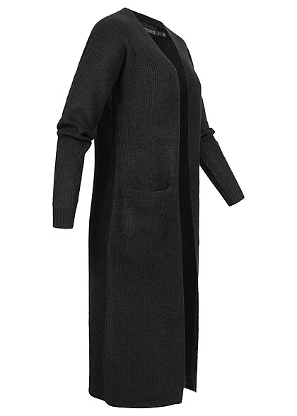 Pieces Damen NOOS Longform Cardigan Strickjacke Langarm 2-Pockets Schwarz 4 Pieces Damen NOOS Longform Cardigan Strickjacke Langarm 2-Pockets Schwarz – Bild 2