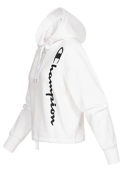 Champion Damen Hoodie Mit Kapuze Logo Print Seitl. & Tunnelzug Am Saum Weiss 4 Champion Damen Hoodie Mit Kapuze Logo Print Seitl. & Tunnelzug Am Saum Weiss – Bild 2