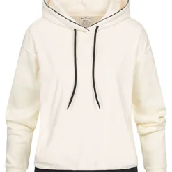 Champion Damen Hoodie Mit Kontraststreifen Und Logo Weiss Schwarz