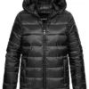 Champion Damen Steppjacke Mit Kapuze Und 2-Zip-Pockets Schwarz