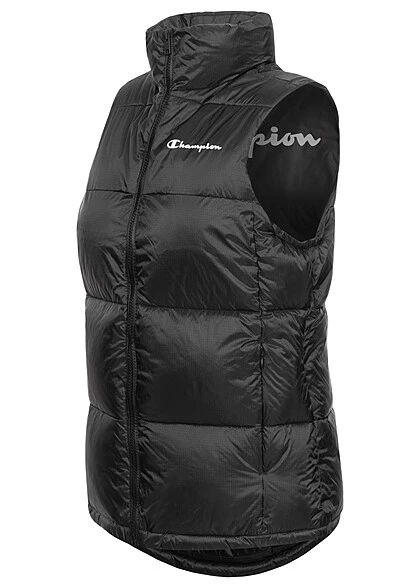 Champion Damen Steppweste Mit Zipper Und Logo Print Schwarz Weiss 5 Champion Damen Steppweste Mit Zipper Und Logo Print Schwarz Weiss – Bild 3