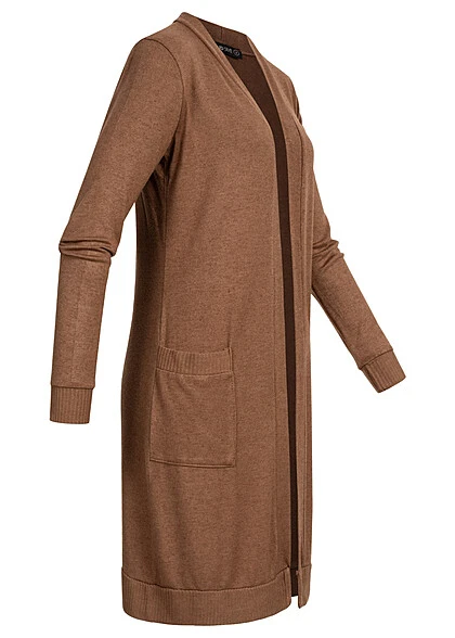 Cloud5ive Damen Longform Viskose Cardigan Mit 2 Seitl. Taschen Camel Braun 4 Cloud5ive Damen Longform Viskose Cardigan Mit 2 Seitl. Taschen Camel Braun – Bild 2