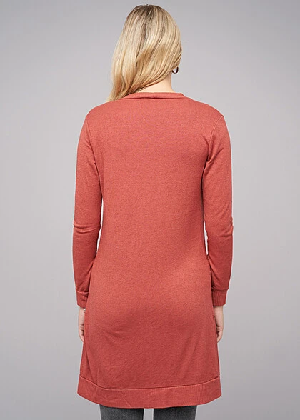 Cloud5ive Damen Longform Viskose Cardigan Mit 2 Seitl. Taschen Rose Braun 4 Cloud5ive Damen Longform Viskose Cardigan Mit 2 Seitl. Taschen Rose Braun – Bild 2