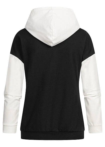 Cloud5ive Damen 2-Tone Hoodie Mit Kapuze & LA Print & Kängurutasche Schwarz Weiss 5 Cloud5ive Damen 2-Tone Hoodie Mit Kapuze & LA Print & Kängurutasche Schwarz Weiss – Bild 3