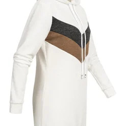 Cloud5ive Damen Hoodie-Kleid Mit Streifen Muster Und Kapuze Weiss Dunkel Grau Braun 6 Cloud5ive Damen Hoodie-Kleid Mit Streifen Muster Und Kapuze Weiss Dunkel Grau Braun -Vero Moda Verkaufsgeschäft 22096357 1
