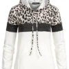 Cloud5ive Damen Colorblock Hoodie Mit Kängurutasche Leo Print Dunkel Grau Weiss -Vero Moda Verkaufsgeschäft 22096360