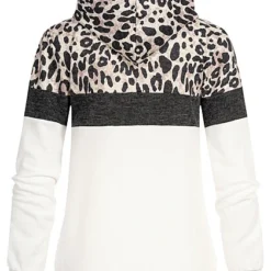 Cloud5ive Damen Colorblock Hoodie Mit Kängurutasche Leo Print Dunkel Grau Weiss -Vero Moda Verkaufsgeschäft 22096360 2