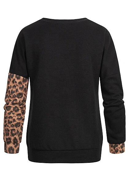 Cloud5ive Damen Colorblock Zig Zag Pullover Mit Leo Print Schwarz Braun 4 Cloud5ive Damen Colorblock Zig Zag Pullover Mit Leo Print Schwarz Braun – Bild 2