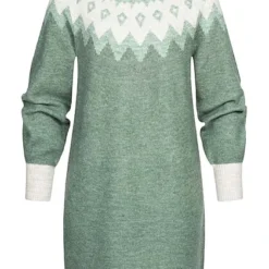 Vero Moda Damen Strickkleid Nordic-Kleid Mit Muster Laurel Wreath Grün