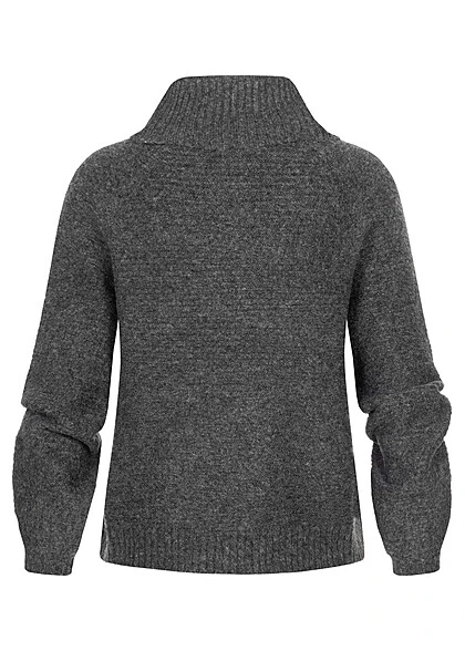 ONLY Damen Rollkragen Pullover Mit Ballonärmeln Strukturstoff Dunkel Grau Melange 4 ONLY Damen Rollkragen Pullover Mit Ballonärmeln Strukturstoff Dunkel Grau Melange – Bild 2