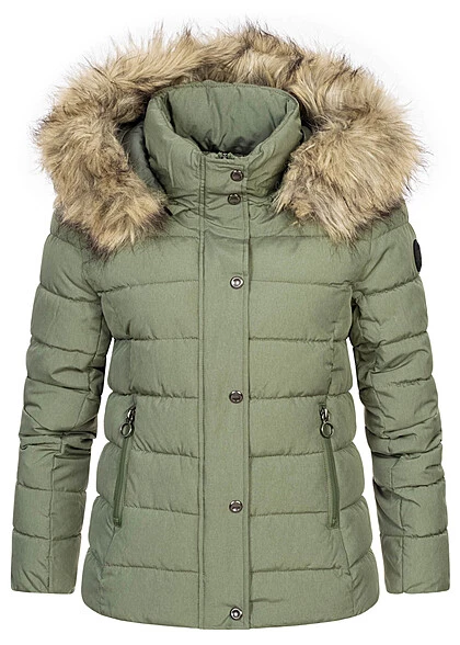 ONLY Damen Kurze Steppjacke Abnehmb. Kunstfellkapuze 2-Pockets Sea Spray Grün 4 ONLY Damen Kurze Steppjacke Abnehmb. Kunstfellkapuze 2-Pockets Sea Spray Grün – Bild 2