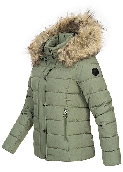 ONLY Damen Kurze Steppjacke Abnehmb. Kunstfellkapuze 2-Pockets Sea Spray Grün 5 ONLY Damen Kurze Steppjacke Abnehmb. Kunstfellkapuze 2-Pockets Sea Spray Grün – Bild 3
