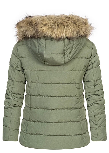 ONLY Damen Kurze Steppjacke Abnehmb. Kunstfellkapuze 2-Pockets Sea Spray Grün 6 ONLY Damen Kurze Steppjacke Abnehmb. Kunstfellkapuze 2-Pockets Sea Spray Grün – Bild 4