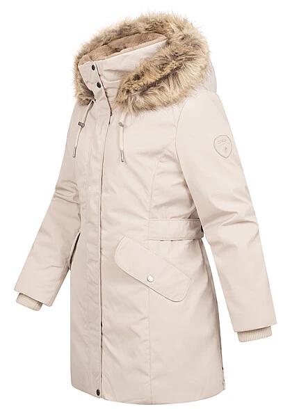 ONLY Damen Parka Mantel Jacke Mit Kunstfellkapuze Und 2-Pockets Pumice Stone Beige 5 ONLY Damen Parka Mantel Jacke Mit Kunstfellkapuze Und 2-Pockets Pumice Stone Beige – Bild 3