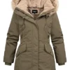 ONLY Damen Parka Mantel Jacke Mit Kunstfellkapuze Und 2-Pockets Olive Night Grün -Vero Moda Verkaufsgeschäft 22100046