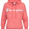 Champion Damen Fleece Hoodie Mit Logo Stickerei Und Kängurutasche Pink Weiss -Vero Moda Verkaufsgeschäft 22100109