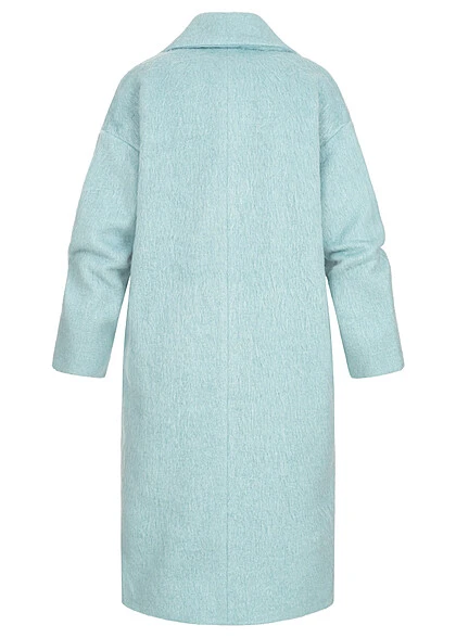 VILA Damen Longform Mantel Jacke 2-Pockets Knopfleiste Tourmaline Blau 5 VILA Damen Longform Mantel Jacke 2-Pockets Knopfleiste Tourmaline Blau – Bild 3