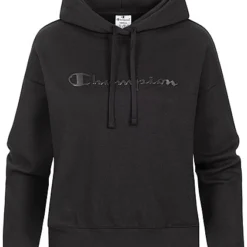 Champion Damen Hoodie Mit Dunklem Logo Print Schwarz