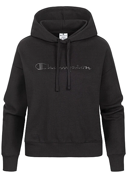 Champion Damen Hoodie Mit Dunklem Logo Print Schwarz 3 Champion Damen Hoodie Mit Dunklem Logo Print Schwarz