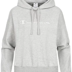 Champion Damen Hoodie Mit Logo Print Grau Melange